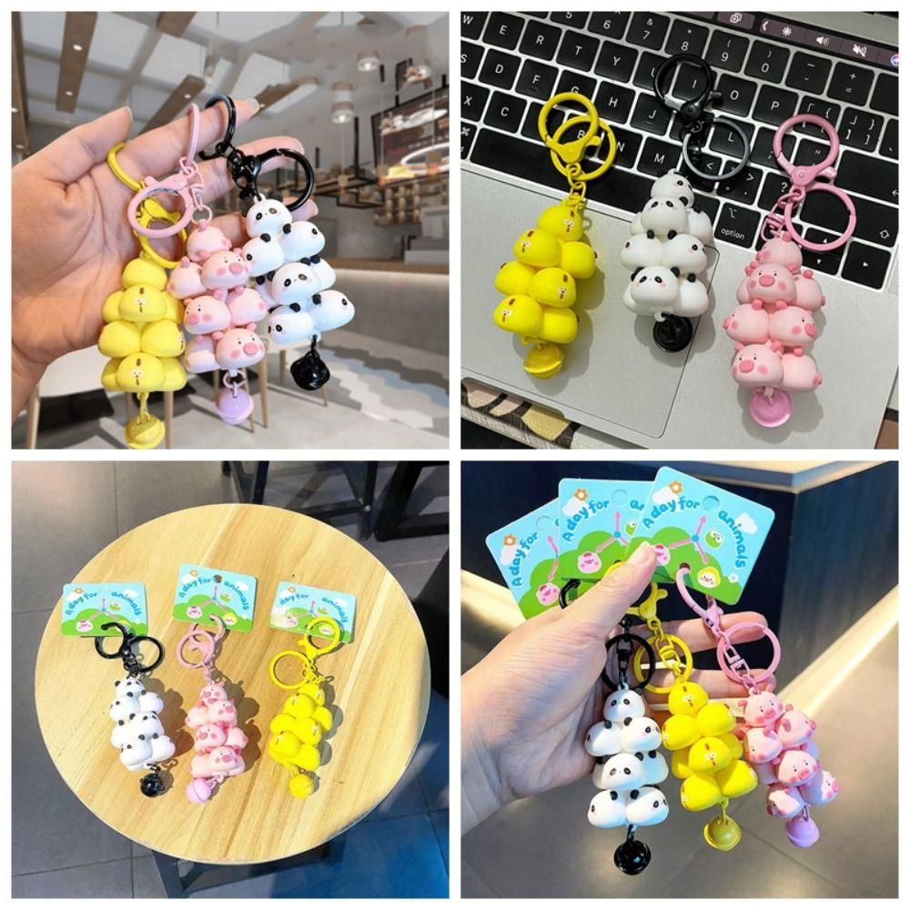 

Little Yellow Chicken Panda Chick Key Chain PVC Pig Pet Keyring Key Ring Children Gifts