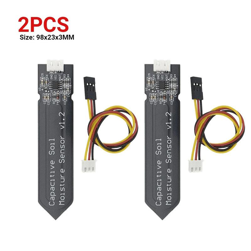 2/5pcs Capacitive Soil Moisture Sensor Module V1.2 Wide Voltage Wire Analog for Moisture Detection Garden Watering DIY