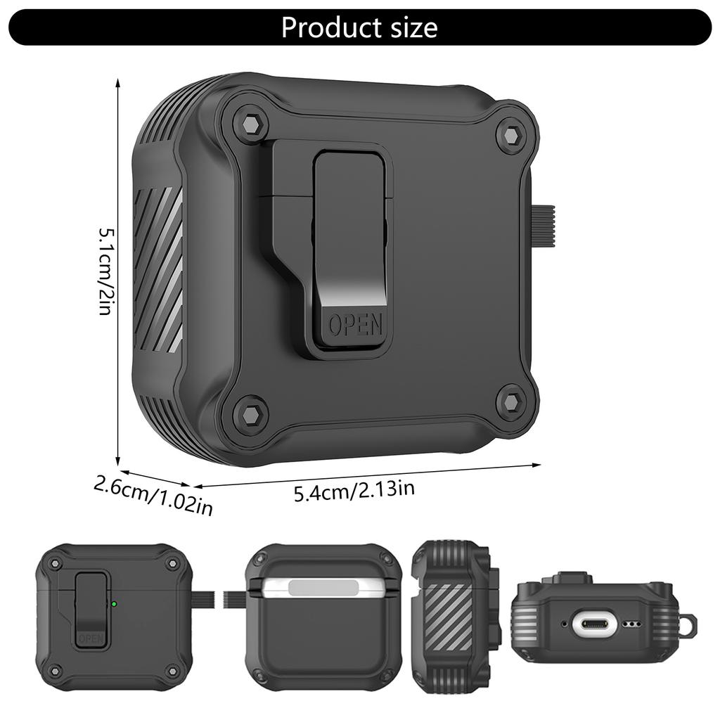 Lock Case Earbuds Tactical Guard Shell For Pods 4 Protector With Auto Release Top And Enhances Impact Resistance