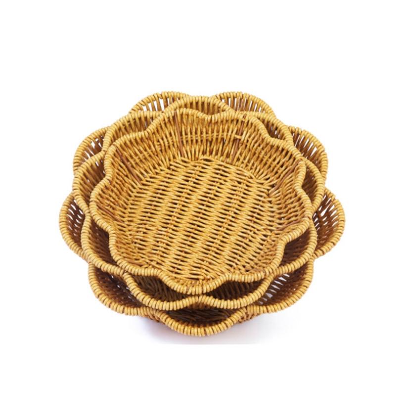 Multistyles Imitation Rattan Fruit Plate Retro Woven Handheld Creative House Candy Packaging Creative Household Storage Baskets
