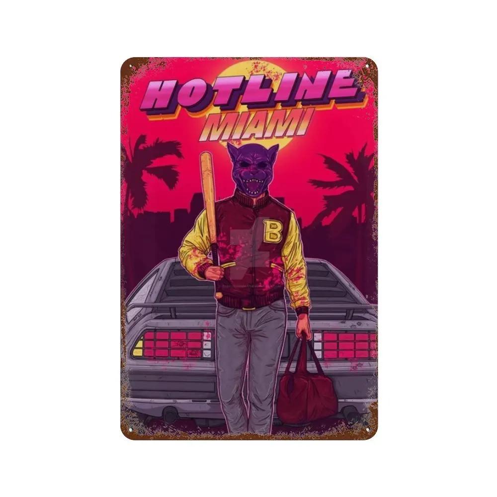 Poster Hotline Miami Hot Classic Adventure Game Posters e Placa de Metal Sinal de Lata Arte de Parede Placa Decoração Man Cave Decoração de Casa estúdio