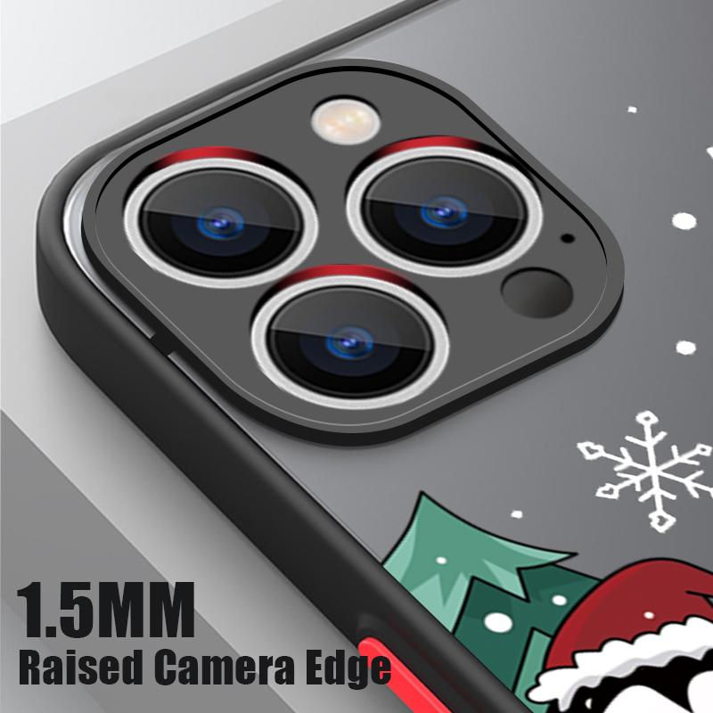 Handyhülle mit Weihnachtsbaum- und Schneemann-Print für iPhone 16 15 Pro Max 14 13 Pro 12 11 8 7 für MagSafe, magnetisch, stoßfest, weiche Kante, klare, matte Hülle
