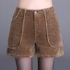 Women's High-Waisted Corduroy Wide-Leg A-Line Bootcut Shorts - 2026 Spring/Autumn Fashion Trend
