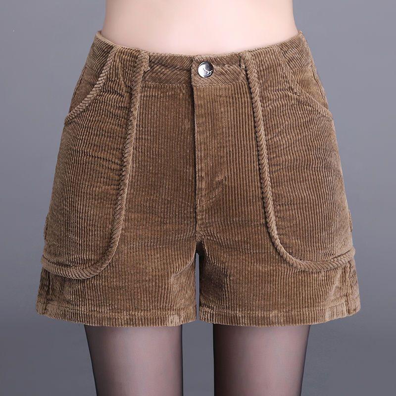 Women's High-Waisted Corduroy Wide-Leg A-Line Bootcut Shorts - 2026 Spring/Autumn Fashion Trend