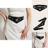 Black Synthetic Leather Waist Belt With Heart Shaped Metal Clasp For Dress Up And Waist Support