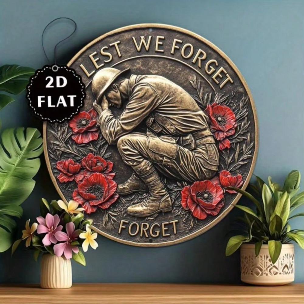 Australian Soldier Remembrance Metal Wall Art Poppy Memorial Plaque Durable Decor