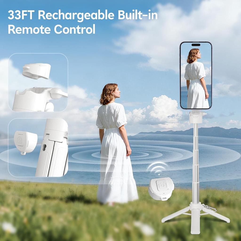 Magnetic Mini Selfie Stick for iPhone, 4 In 1 Portable Pocket Size Tripod for iPhone MagSafe/Android with Remote/Cold Shoe Mount