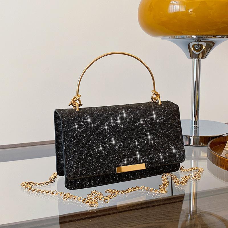 

Тканая модная женская сумочка Temperament, весенняя сумка-мессенджер, маленькая квадратная сумка Tide чёрный