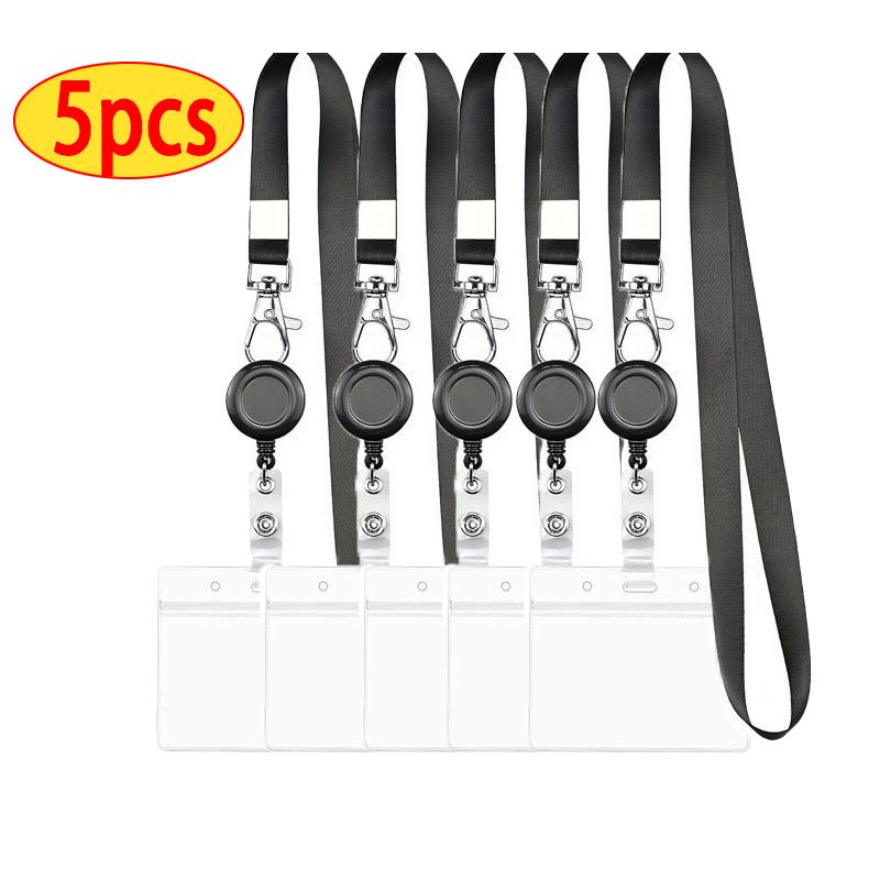 Pure Color Retractable Badge Reel Retractable Teacher Lanyard with Name Card Badge Holder Neck Strap Keychian Accessories Gift