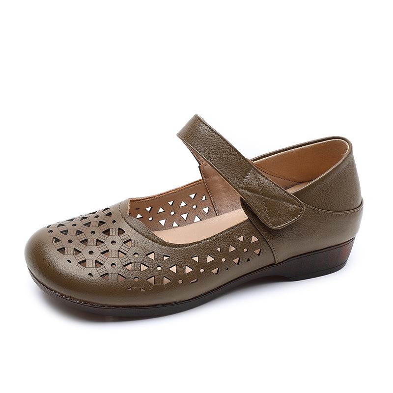 

Модные женские балетки из натуральной кожи GKTINOO, летняя обувь, женские повседневные лоферы больших размеров, с полым круглым носком, мягкие удобные сандалии 12