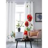 Moderne Fenstervorhänge mit blühenden roten Mohnblumen, luxuriöse Modevorhänge für Wohnzimmer, Schlafzimmer, Küchenvorhänge