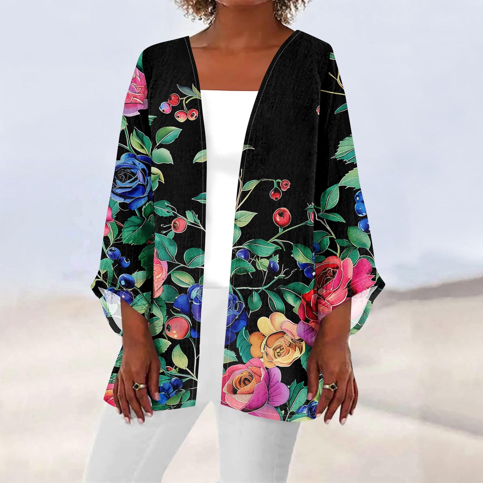 

Женская повседневная модная легкая куртка средней длины с принтом Caot в стиле ретро, ​​кардиган M зелёный