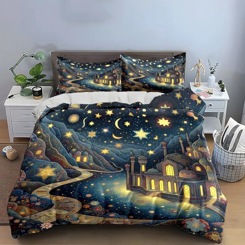 "Starry Night Fairy Tale Decor" Soft Comfortable Duvet Cover Bedding Set Included 1*Duvet Cover & 2*Pillowcases Gift