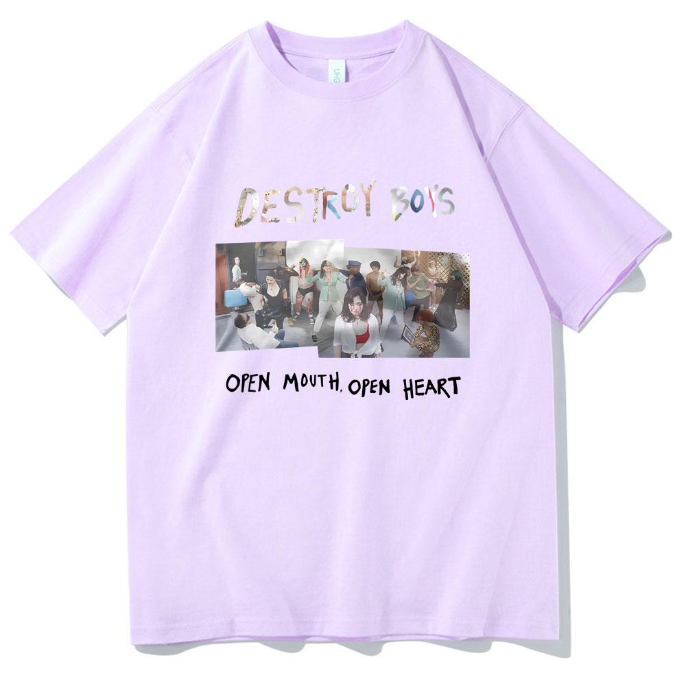 Best Famous Destroy Boys Open Mouth Open Heart Album Graphic Tshirts Men Women Cotton Casual Oversized Short Sleeve T Shirts