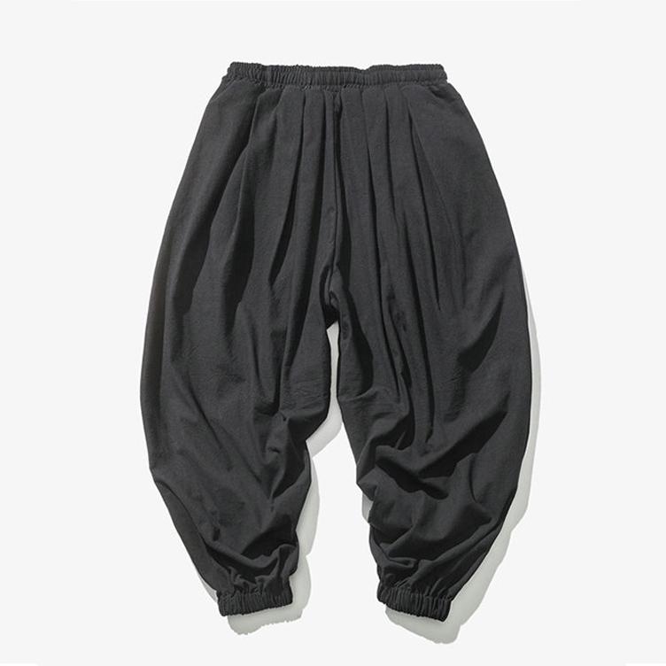 Spring Autumn Solid Color Cotton Linen Baggy Harem Pants Men Chinese Style Casual Streetwear Jogger Trousers