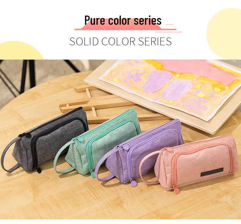 Large Korean-Style Canvas Pencil Case: Cute, Multifunctional, and Fresh Design for Students