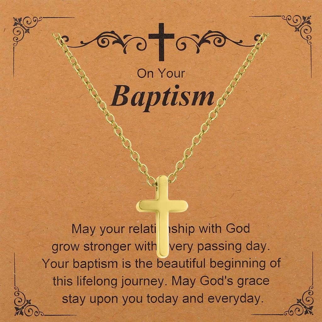 Cross Necklace for Women, Baptism First Holy Communion Confirmation Easter Gifts Teenage Christmas Gift for Mom Nephew