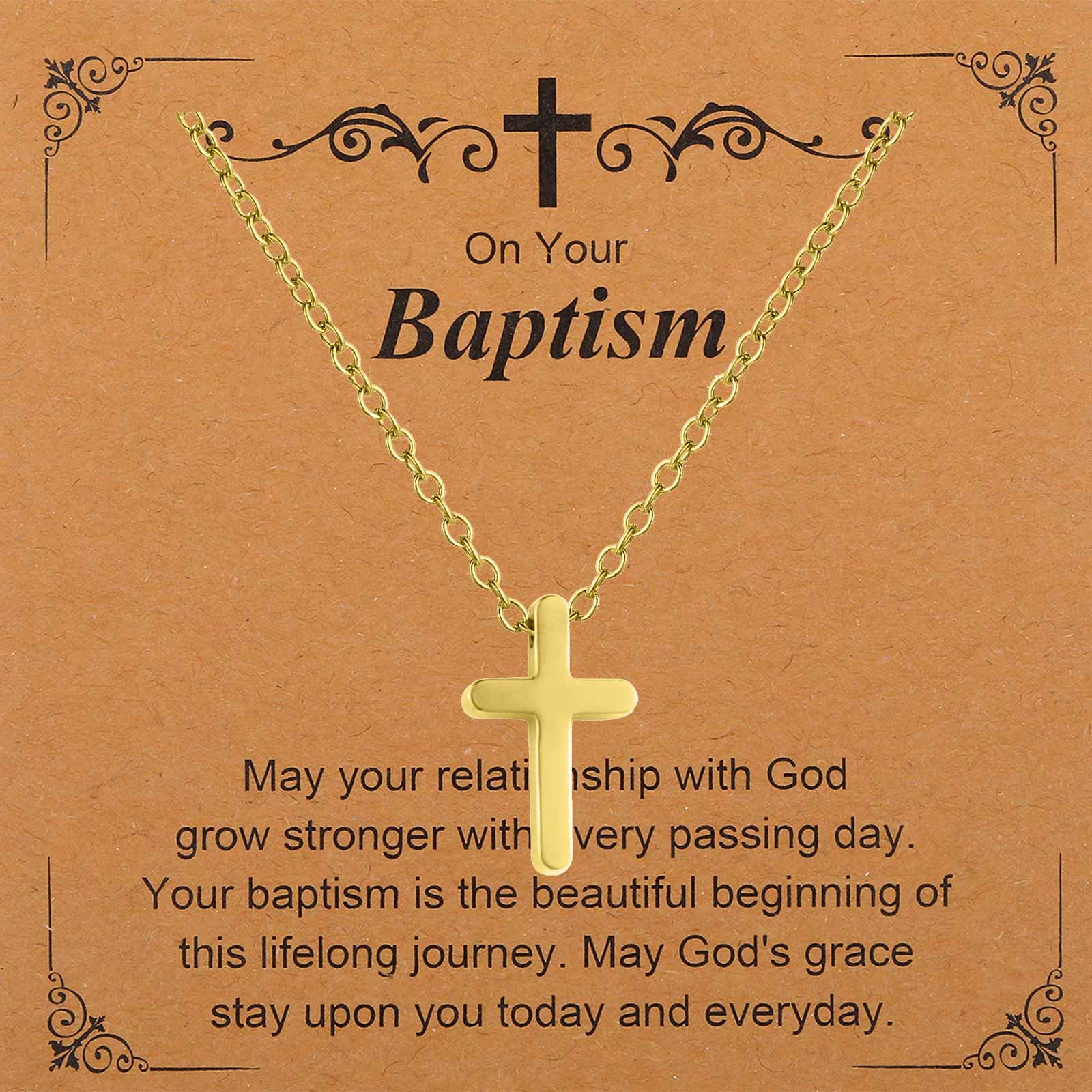 

Cross Necklace for Women, Baptism First Holy Communion Confirmation Easter Gifts Teenage Christmas Gift for Mom Nephew