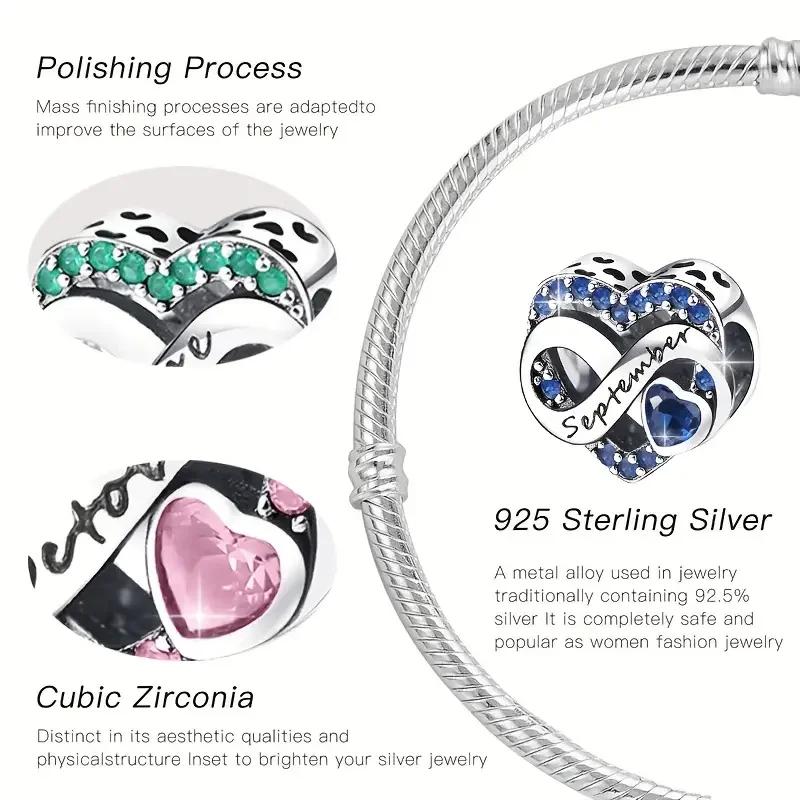 Copper 1-12 Month Love Series Birthday Charms Bead Fit Original Bracelet For Women Diy Bead For Matching Jewelry Making Gift