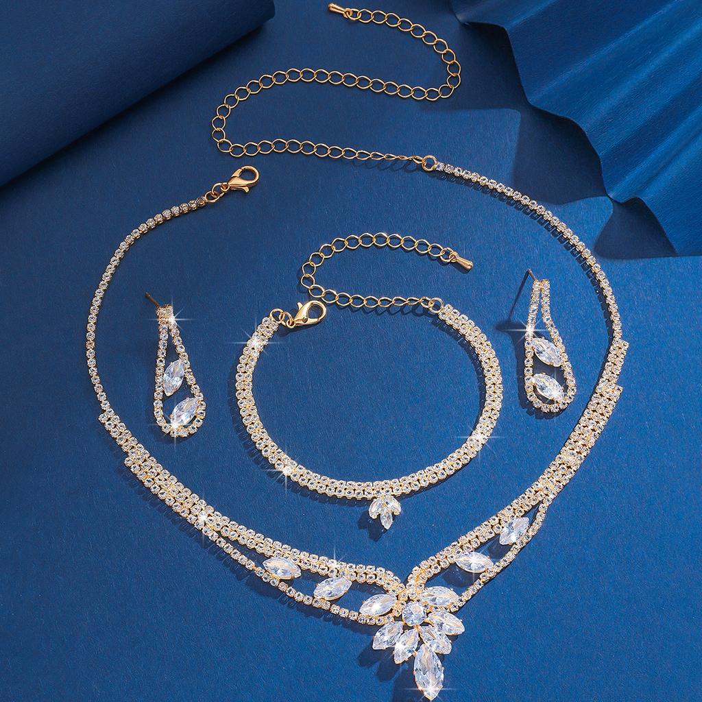 Braut Strass Klaue Kette Halskette Ohrringe Set Hochzeits Schmuck Klaue Kette Galvanik Schmuck
