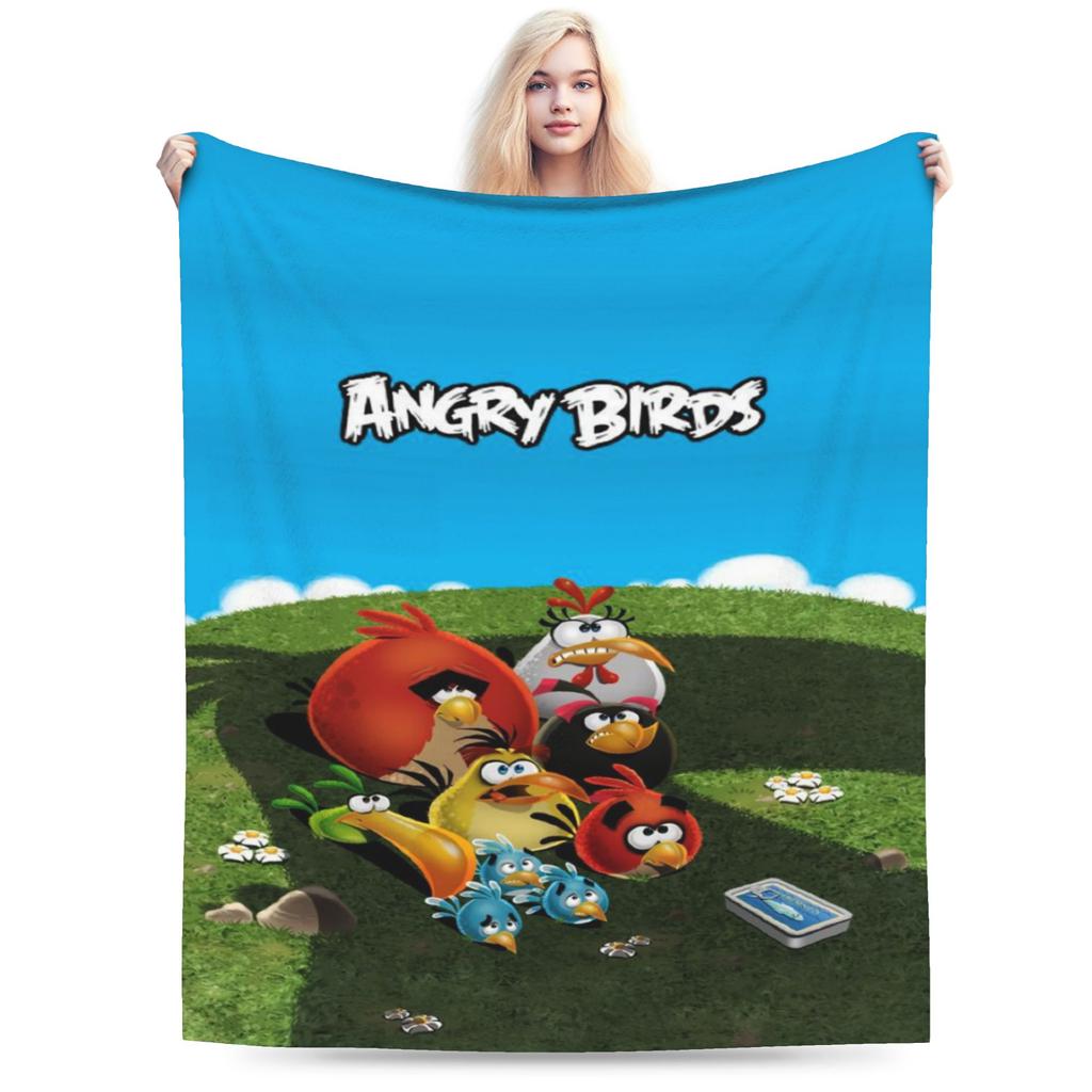 Angrys-birds Shooting Game Blanket Soft Coral Fleece Plush Healing Gifts Throw Blanket Rug Piece