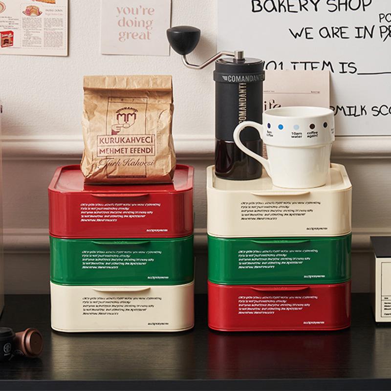 1pc Desktop Storage Drawer Tea Table Stackable Storage Box Coffee Capsule Organizer Box Cosmetics Organizer Plastic Mini Drawer