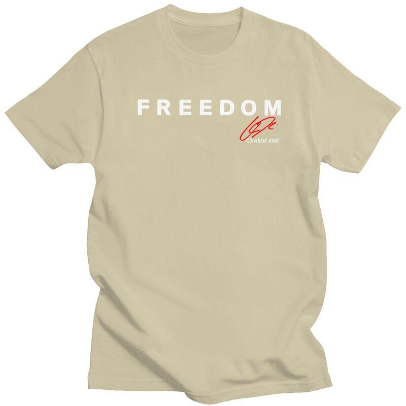 Fight For Freedom Charlie Kirk 19932025 Red Signature Tribute T Shirts Pure Cotton Tees Shirt Fashion ShortSleeve Clothing