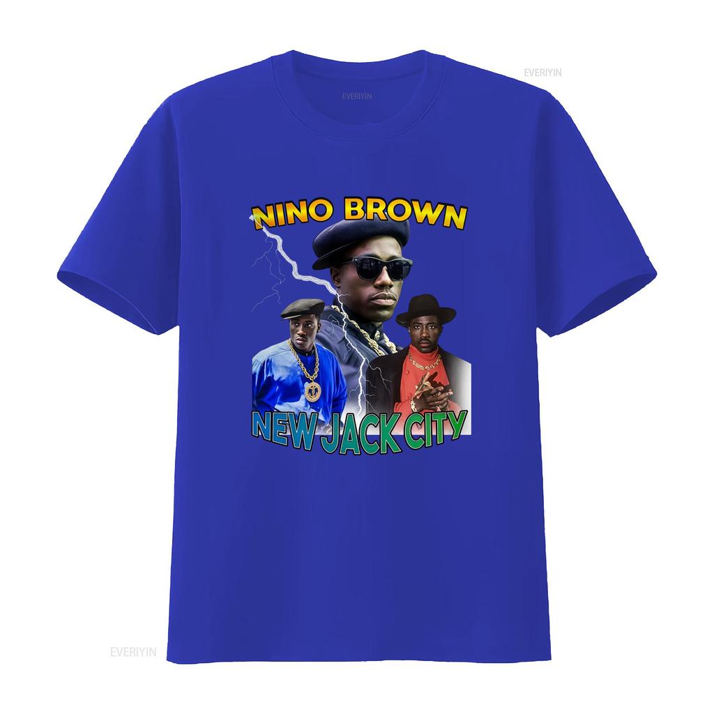 Vintage 90s Hip Hop Nino Brown New Jack City Print Casual Streetwear T Shirt Vintage Washed Versatile Soft Comfortable Stylish