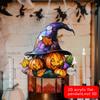 Witch Hat Stained Glass Suncatcher Window Hanging Decoration Halloween Gothic Glass Ornament for Window Home Kitchen