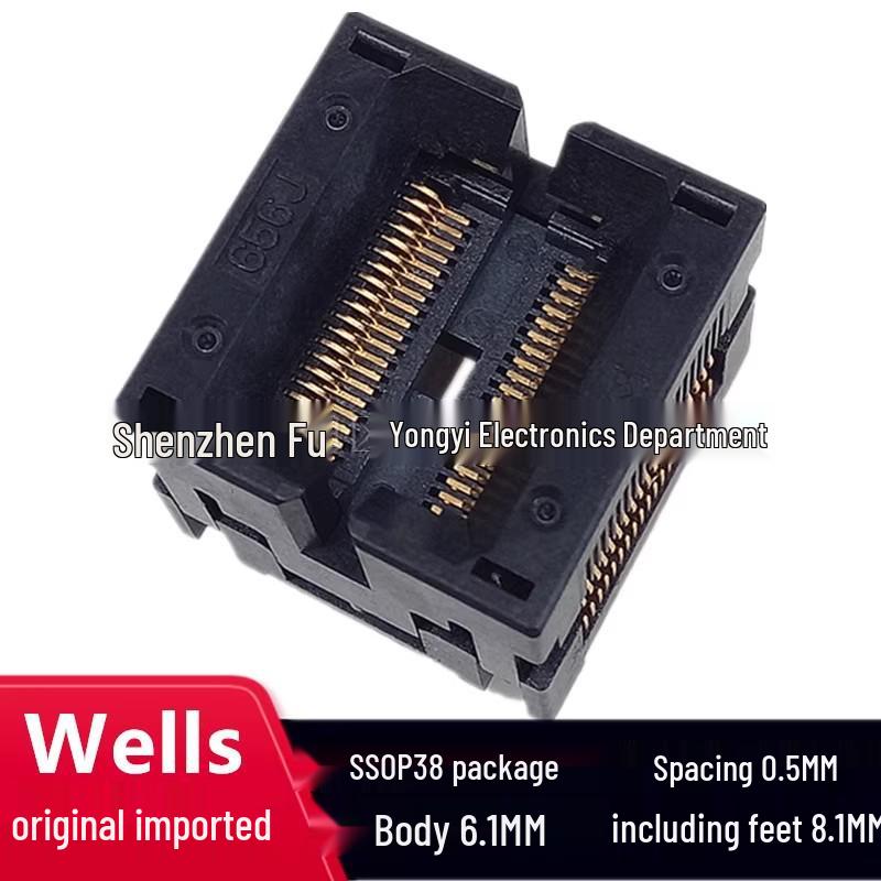 

Chip IC Burn-in Test Programming Socket for TSSOP38/SSOP38 (656J0382212) by WELLS.