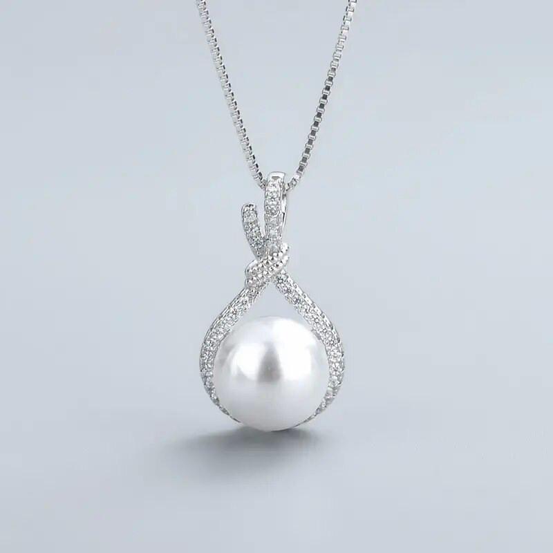 925 Sterling Silver Pearl Pendant Necklace for Women Novel Design Bridal Wedding Accessories Party Gift Hot Trendy Jewelry
