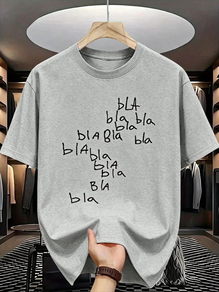 Funny Bla Bla Bla Handwriting Print Tshirt Men Women Unisex Crewneck Short Sleeve Minimalist Casual Street Tees