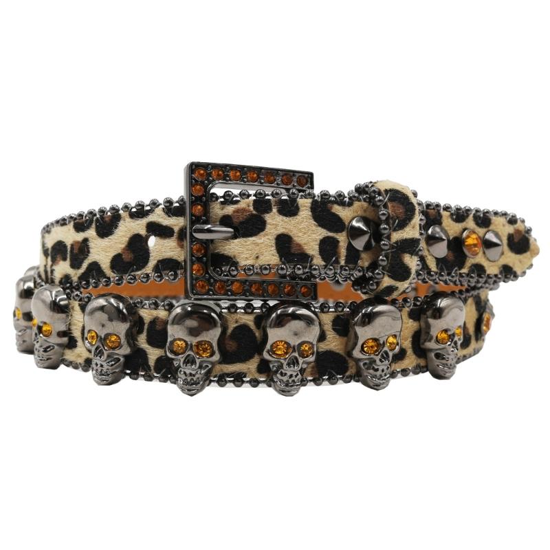 Trendy Waist Belt Studded Rhinestones Crystal for Street Dance Rivets Belt Livehouse Punk Waist Chain Skull Buckle