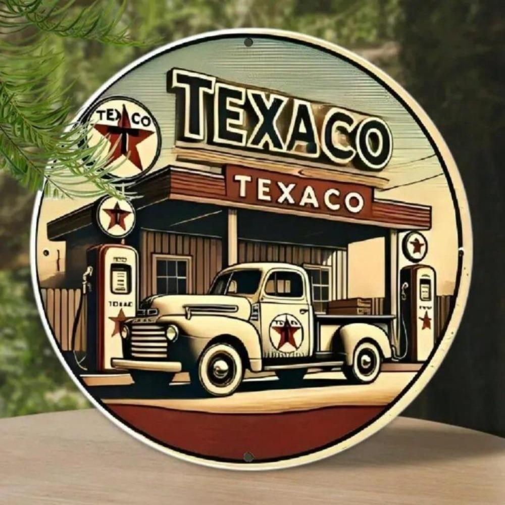 Vintage Texaco Metal Sign Retro Gasoline Garage Decor Weatherproof Aluminum Wall Art for Man Cave Bar