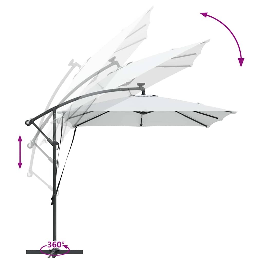Cantilever Banana Sun Umbrella Sand 249 X 249 X 250 Cm Polyester and Aluminum
