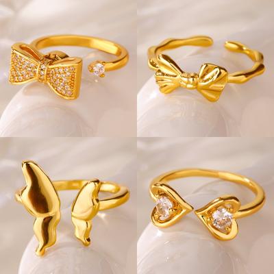 Light Luxury Niche Design Bow Open Ring, New Trendy Index Finger Ring, High-end Element Ring Ring, Ring Woman
