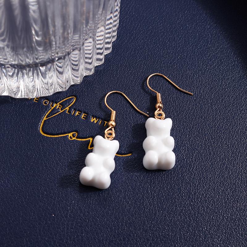 Cute Candy Color Gummy Bear Drop Earrings for Women Girls Handmade Kid's Party Jewelry Gift