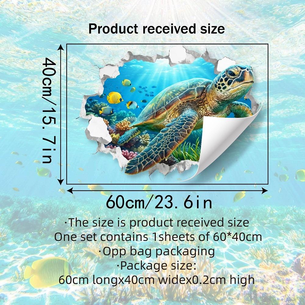 

Large Ocean Turtle Hollow Out Wall Sticker Self-Adhesive Decal Kids Room Background Decor Removable 40cmx60cm різнокольоровий