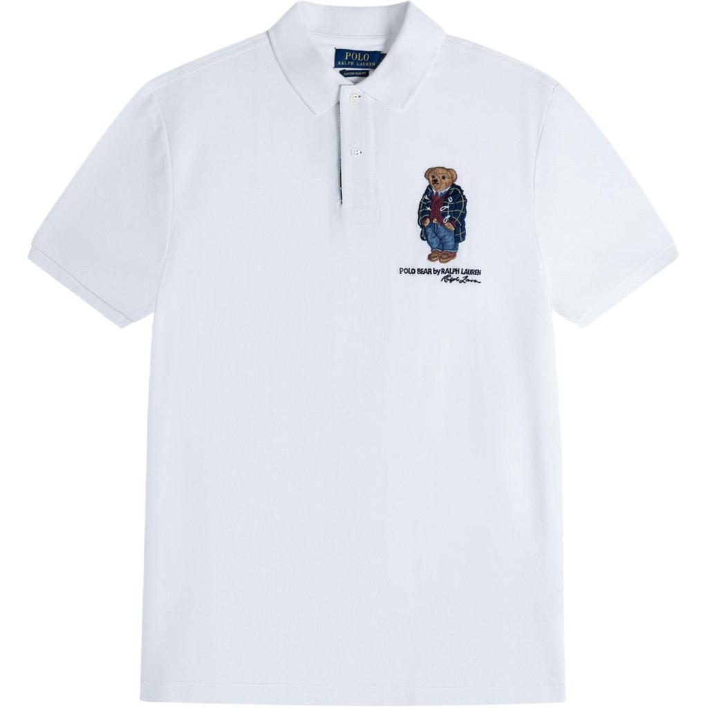 Polo Ralph Lauren SS25 Bear Pattern Straight Cut Short Sleeve Polo Shirt Men Tops White 710766441-002
