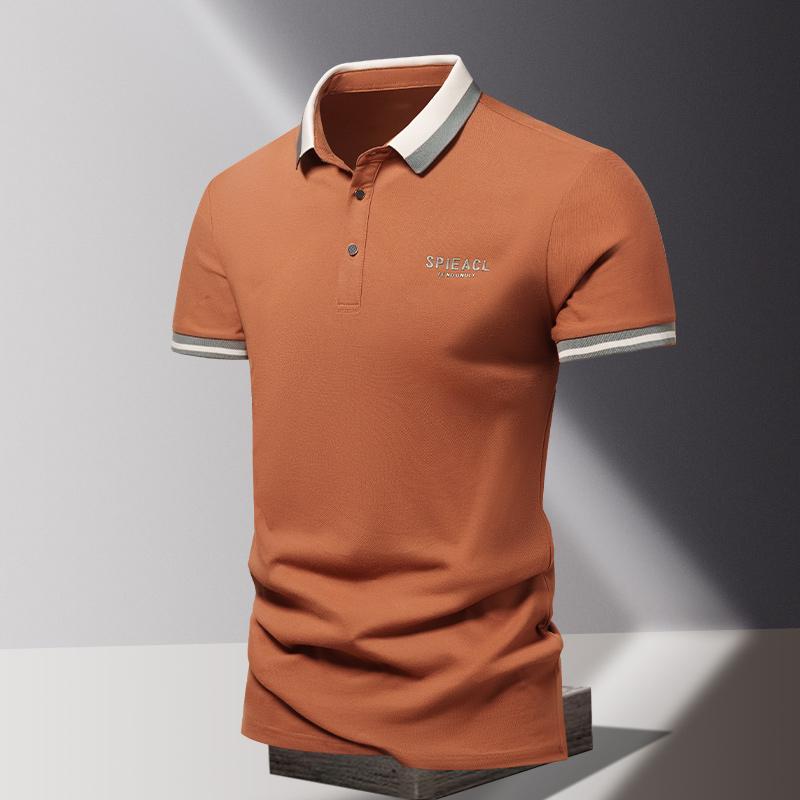 Summer Men's POLO Shirt Fashionable Ice Silk Quick Drying Short Sleeved T-shirt  Solid Color Loose Fitting Business Collar Top
