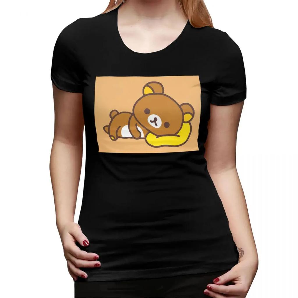 Rilakkuma TShirt for Women Round Neck Streetwear T Shirts Womens Short Sleeve Summer Clothes Tops