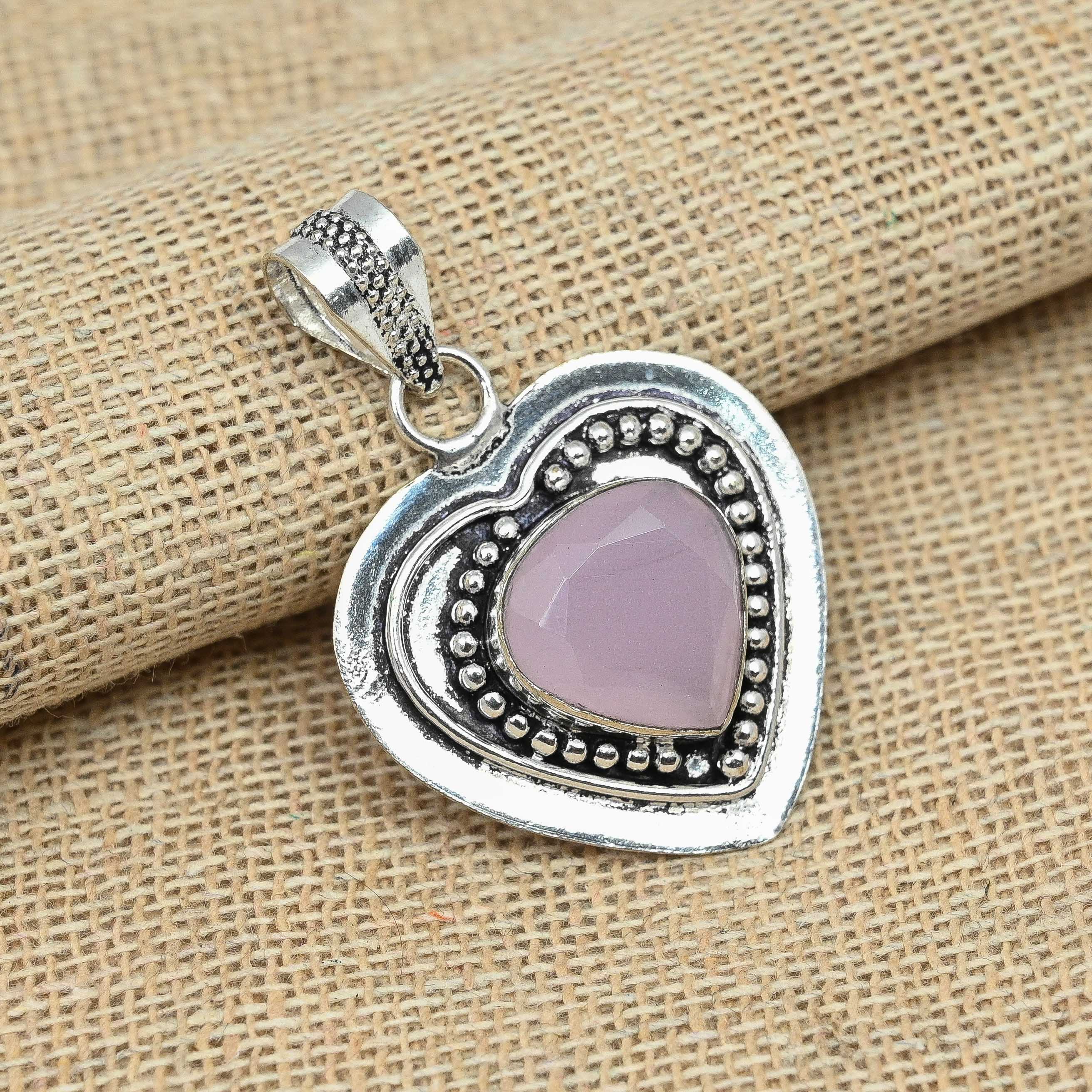 

Гламурный розовый халцедон драгоценный камень стерлингового серебра 925 пробы ювелирные изделия ручной работы подарочный кулон 1.77 Inches розовый