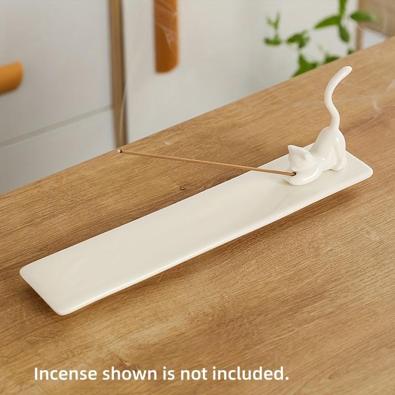 Cat Shaped Ceramic Incense Burner Holder,Cute Home Decor, Aromatic Desk/Bedroom Ornament, Indoor Use, No Electricity Needed, Bedroom Accessory