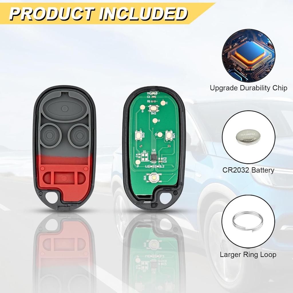 Key Fob Replacement for 1998-2002 Honda Accord/ 1999-2003 Acura TL Car Keyless Entry Remote Control, KOBUTAH2T, 4 Buttons