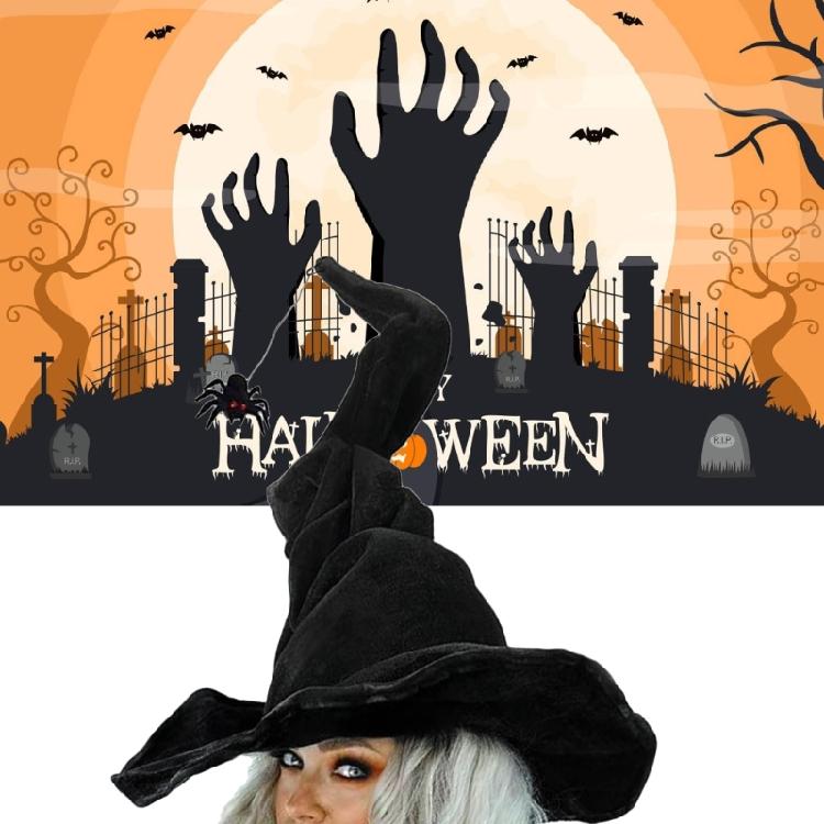 Halloween Witch Caps for Adult Unisex Tulle Wizard Hat Roleplaying Pointed Hat Theme Party Family Gathering Festival Hat