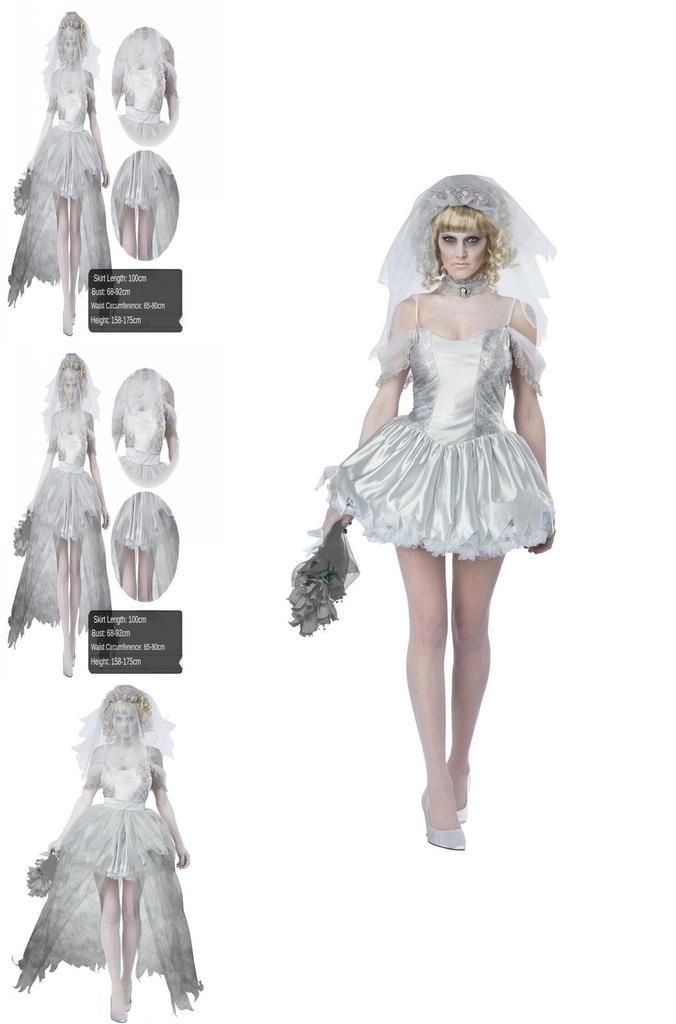 Halloween Ghost Bride Dress Costume For Women Role Play Party Cosplay