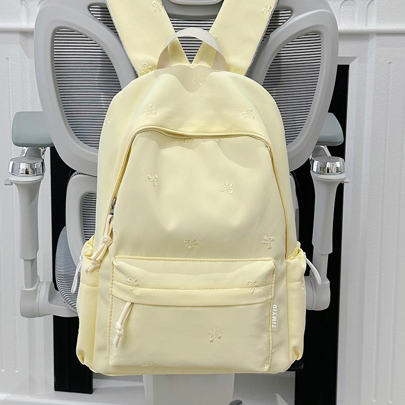 Girls' Versatile Shoulder Bag: Cute Embroidered Bow Backpack for Students and Travel