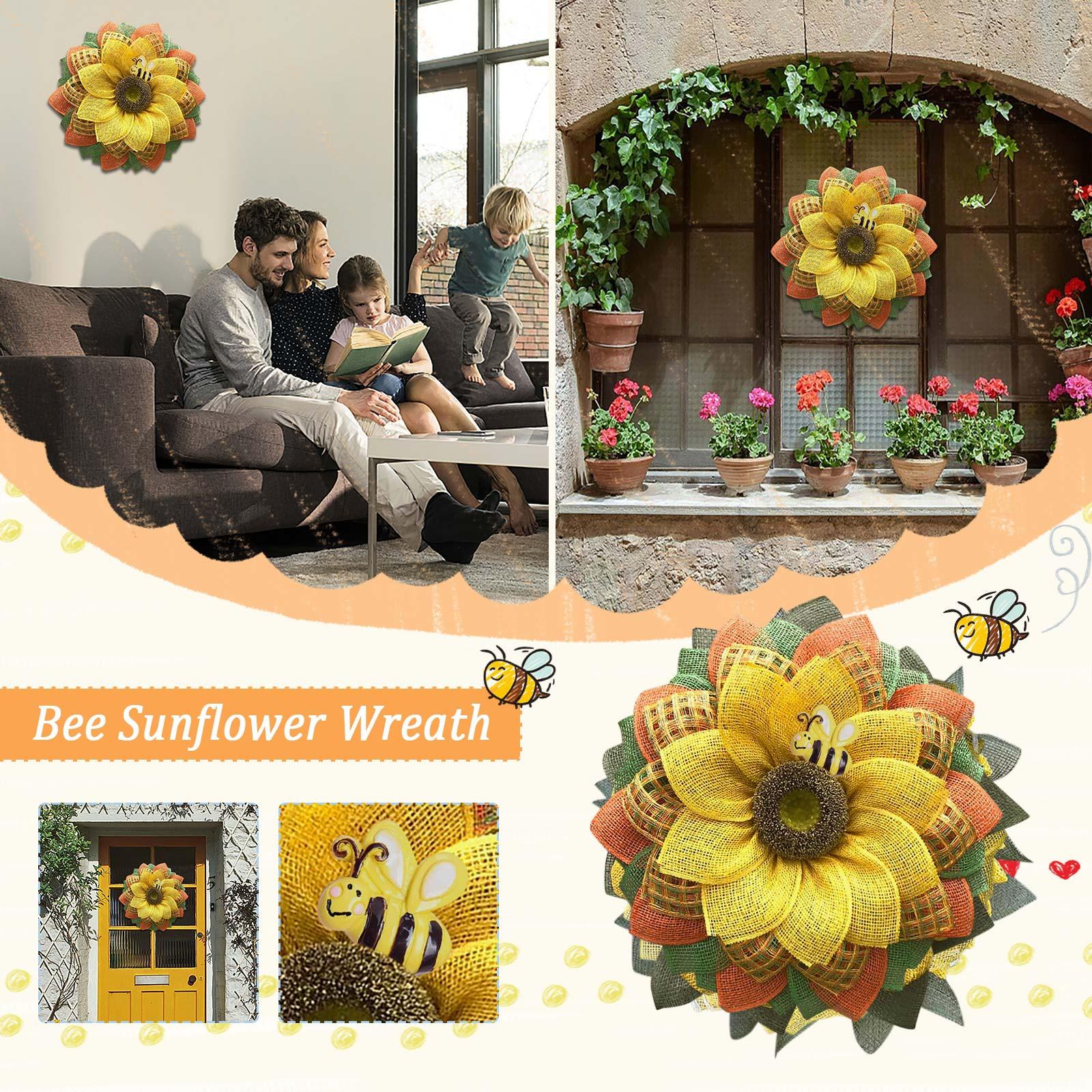 

Simulation Leaf Bee SunflowerWreath Artificial Garland Hanging Pendants Wedding