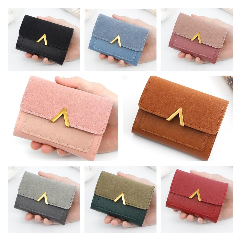 Fashionable Korean-style Women's Wallet With Metal Elements, 2 Folds And Convenient Cover-opening Design