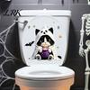 Waterproof PVC Window Clings Cute Halloween Ghost Black Cat Toilet Lid Water Tank Decal, Animal Stickers Self-Adhesive Sticker, Seat Decals